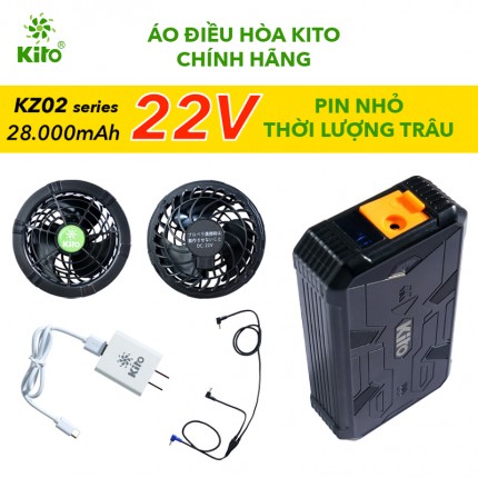 Bộ phụ kiện của áo điều hòa KITO KZT02 chính hãng công nghệ Healing chống chai pin, Quạt 22V siêu khỏe